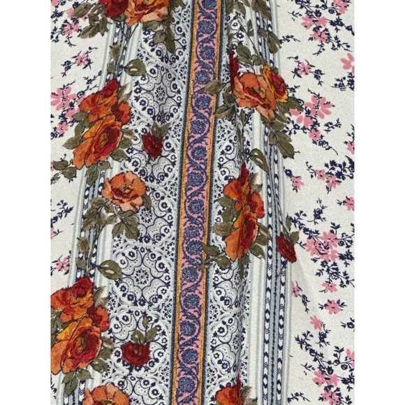 Xhilaration Tank Top Womens XS Flowers Flowy Polyester Blend Blue Red Solid Back - Picture 2 of 10